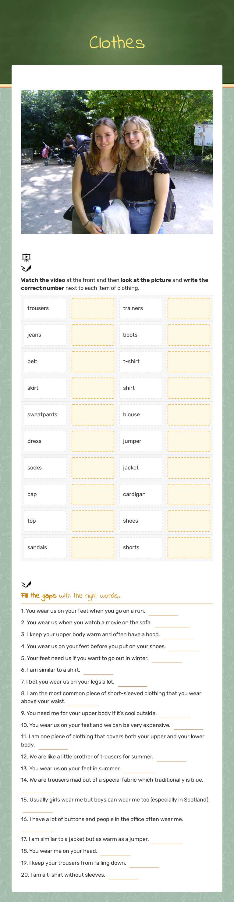 Clothes - worksheet 1 worksheet preview image