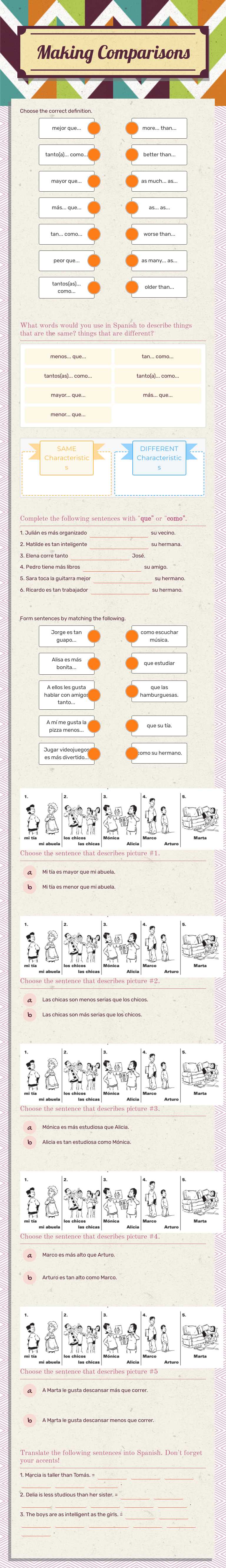 Making Comparisons worksheet preview image