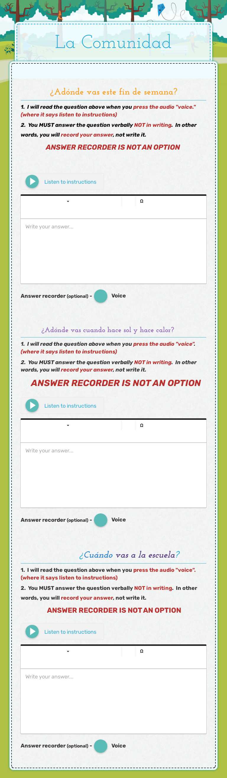 La Comunidad worksheet preview image