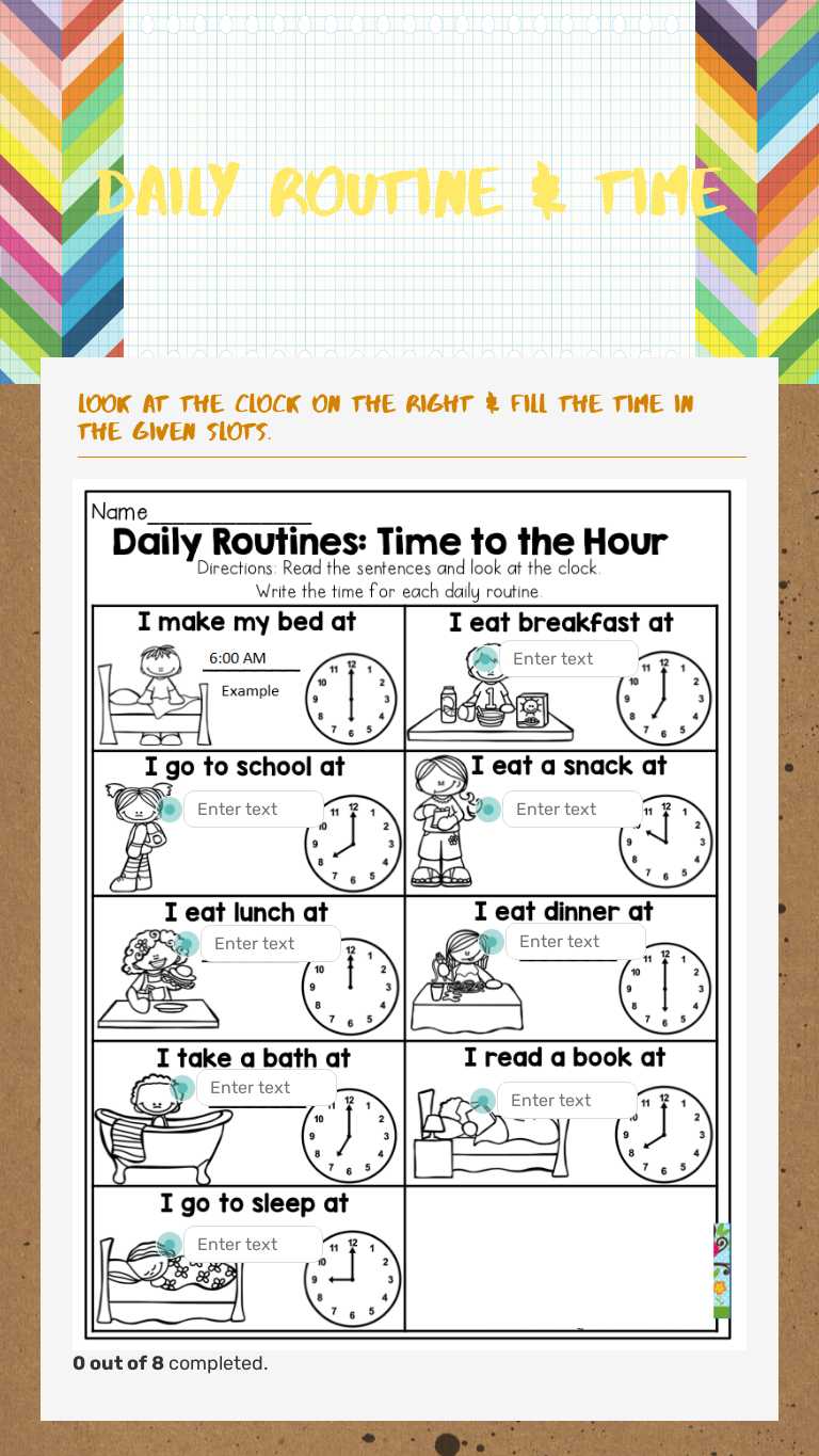 Daily ROutine & Time worksheet preview image