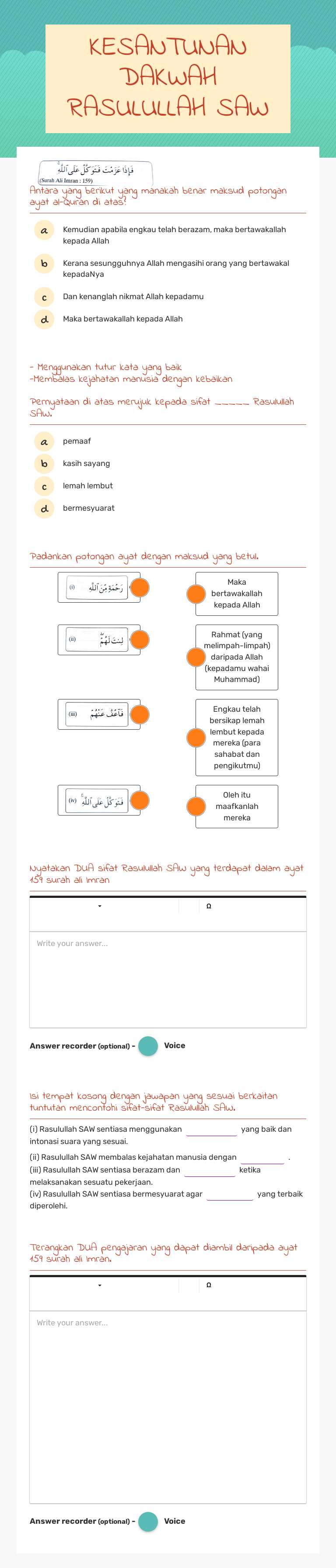 KESANTUNAN DAKWAH RASULULLAH SAW worksheet preview image