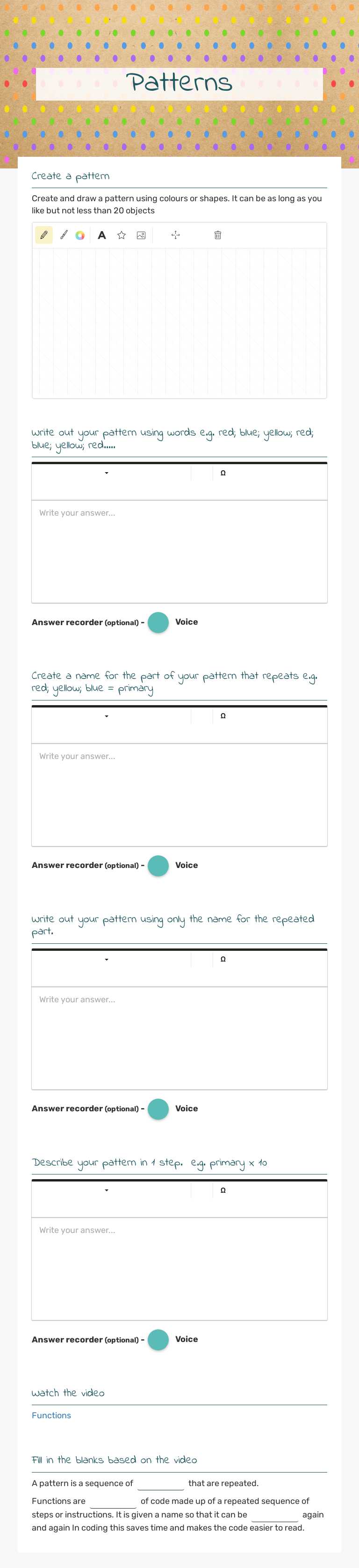 Patterns worksheet preview image