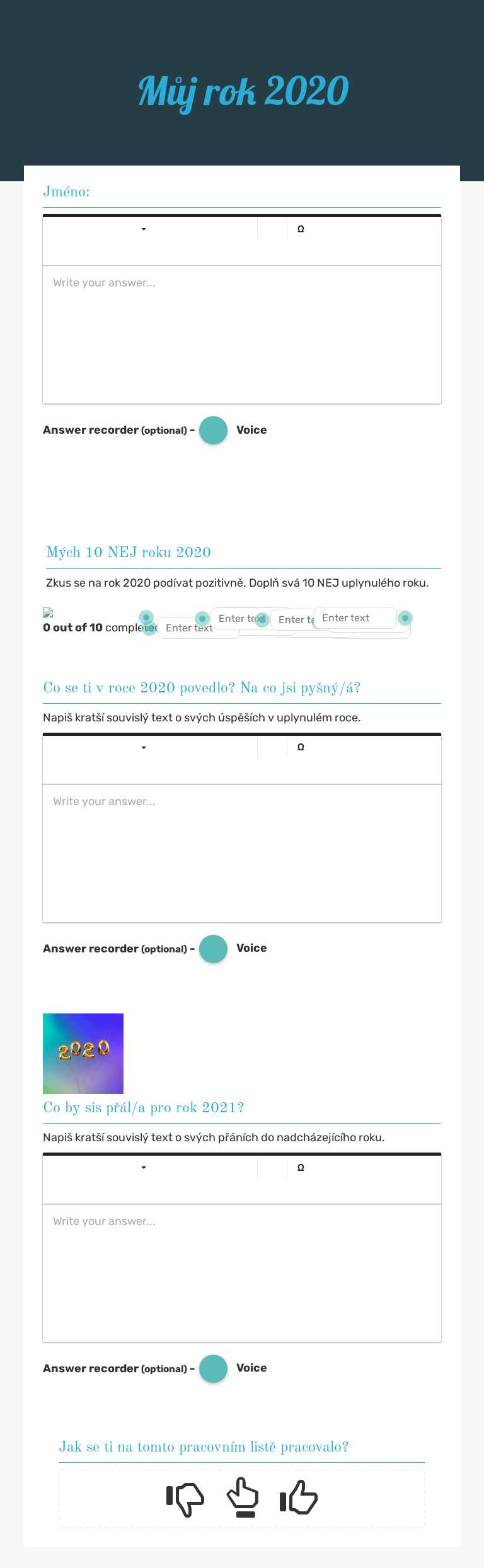 Můj rok 2020 worksheet preview image