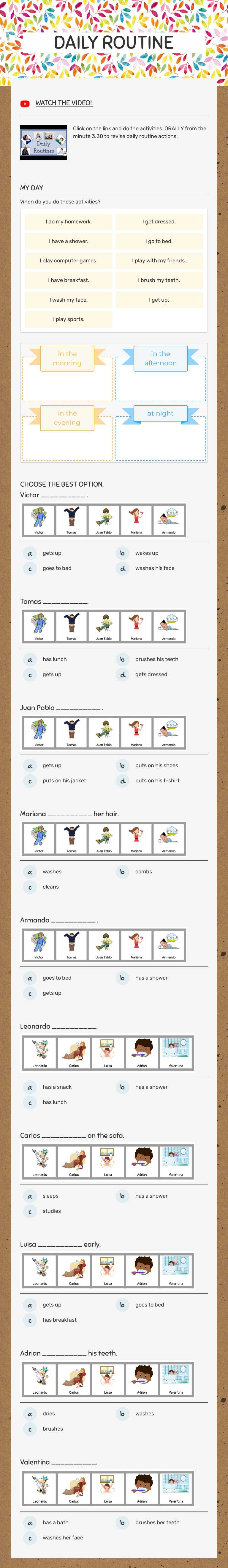 DAILY                ROUTINE worksheet preview image