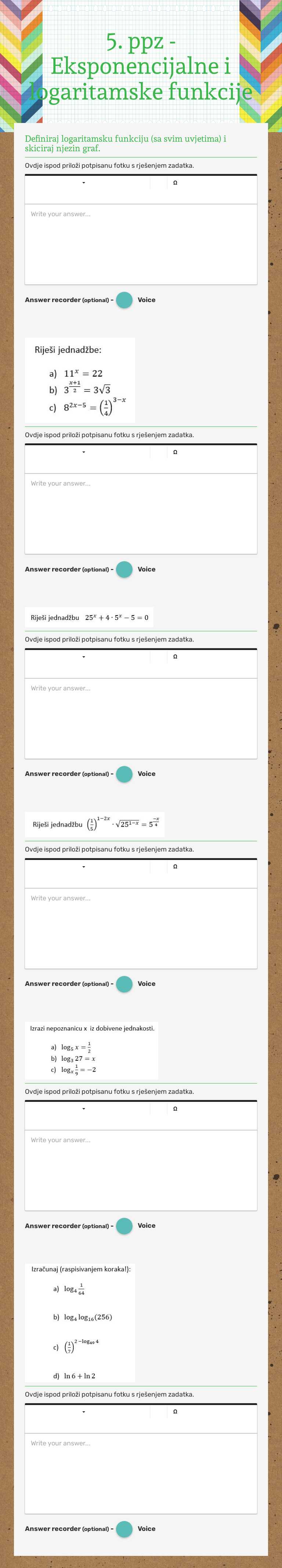 5. ppz - Eksponencijalne i logaritamske funkcije Other worksheet preview