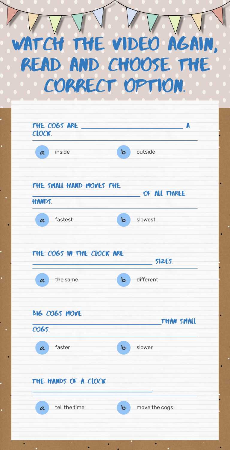 Watch the video again, read and choose the correct option. Grade 3 worksheet preview