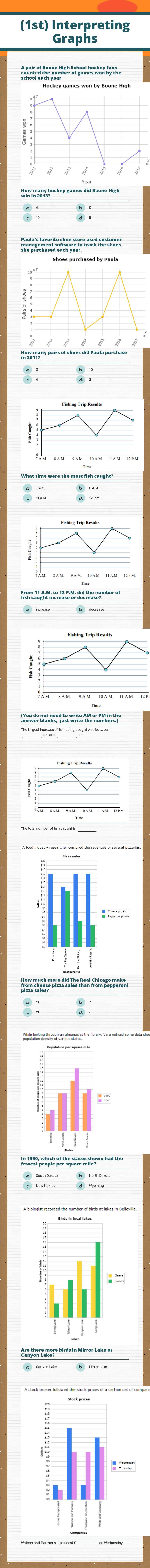(1st) Interpreting Graphs worksheet preview image