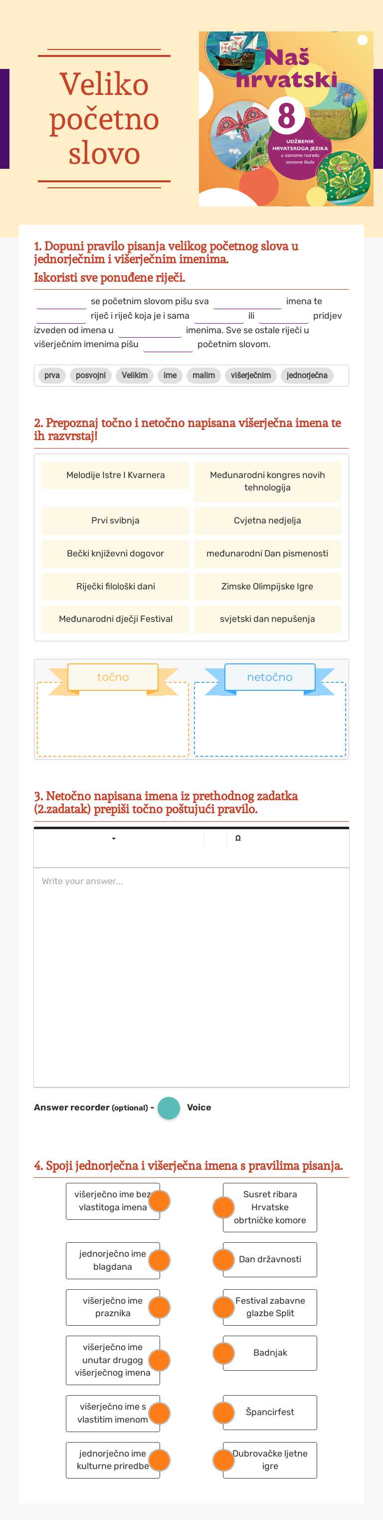 Veliko početno slovo worksheet preview image