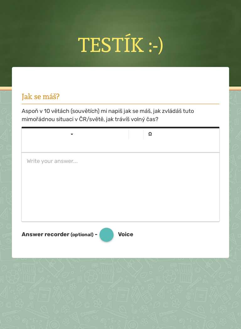 TESTÍK :-) worksheet preview image