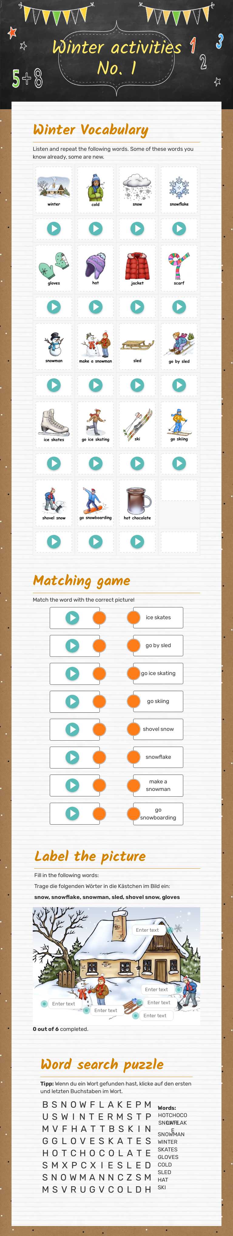 Winter activities
No. 1 worksheet preview image