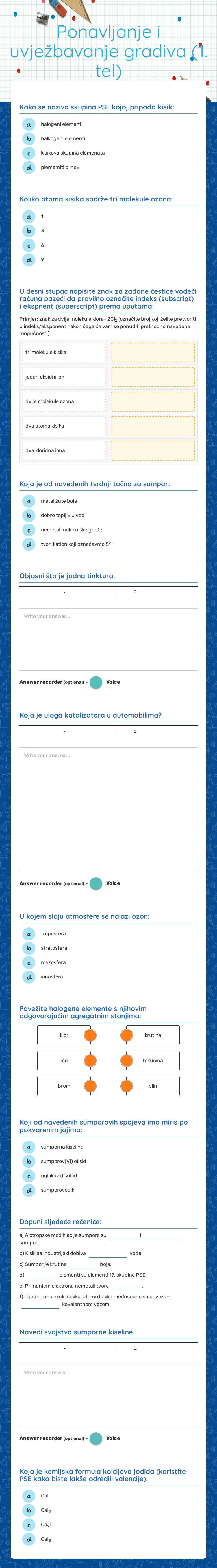 Ponavljanje i uvježbavanje gradiva (1. tel) worksheet preview image