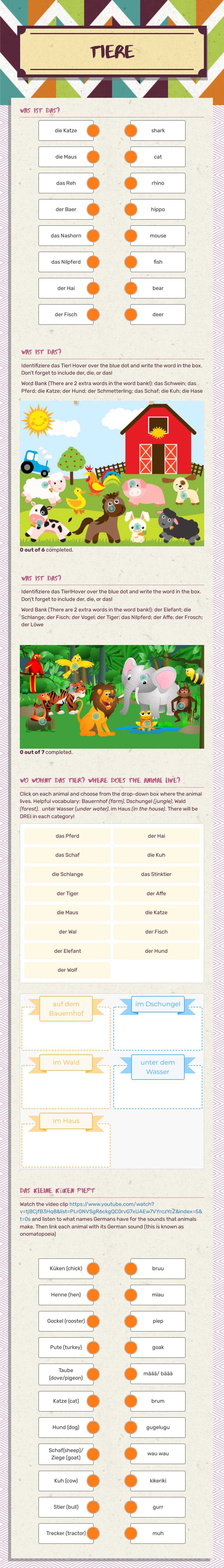 Tiere Grade 6 worksheet preview
