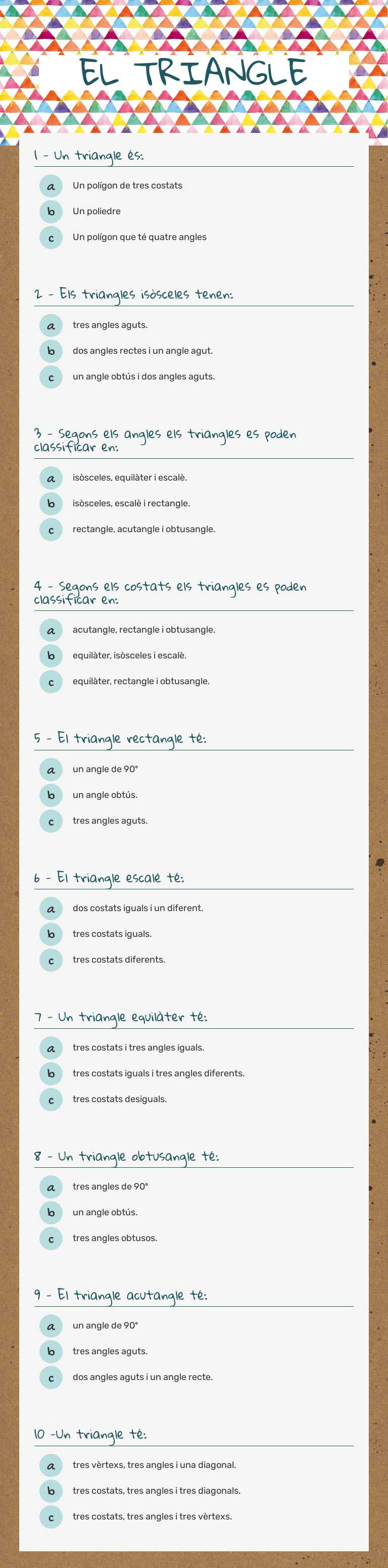 EL TRIANGLE Grade 6 worksheet preview