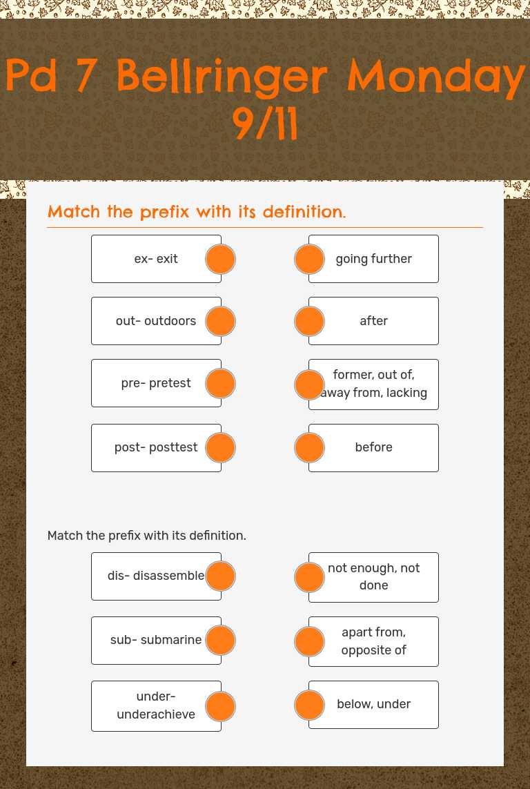 Pd 7 Bellringer
 Monday 9/11 worksheet preview image