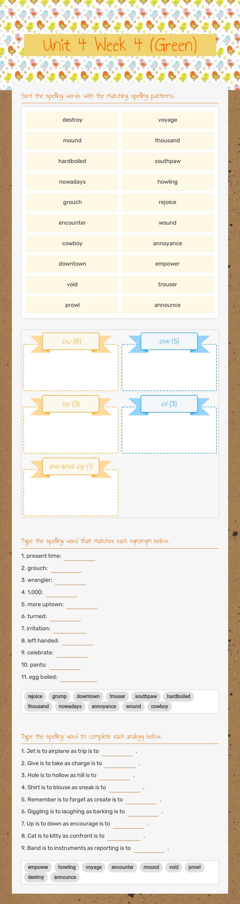 Unit 4 Week 4 (Green) Grade 4 worksheet preview