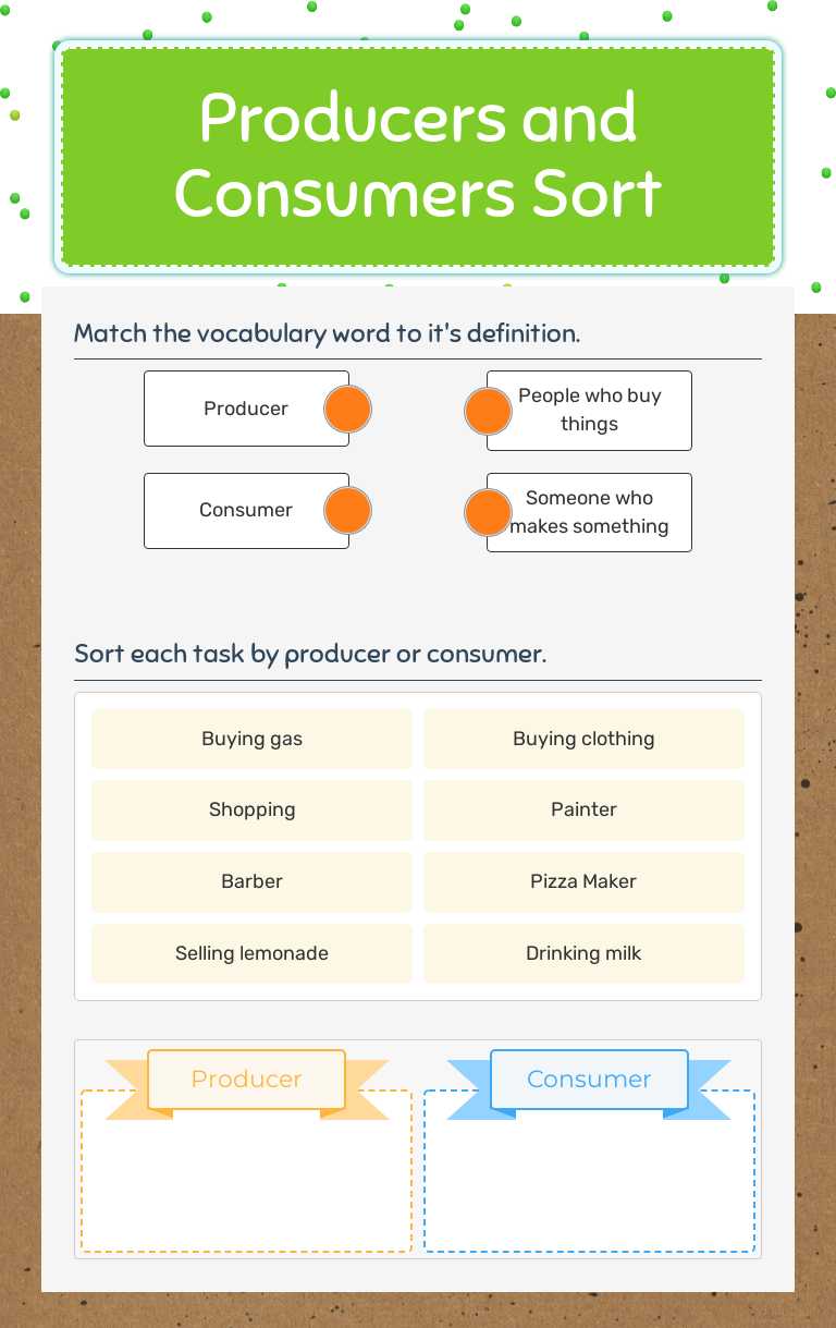 Producers and Consumers Sort worksheet preview image