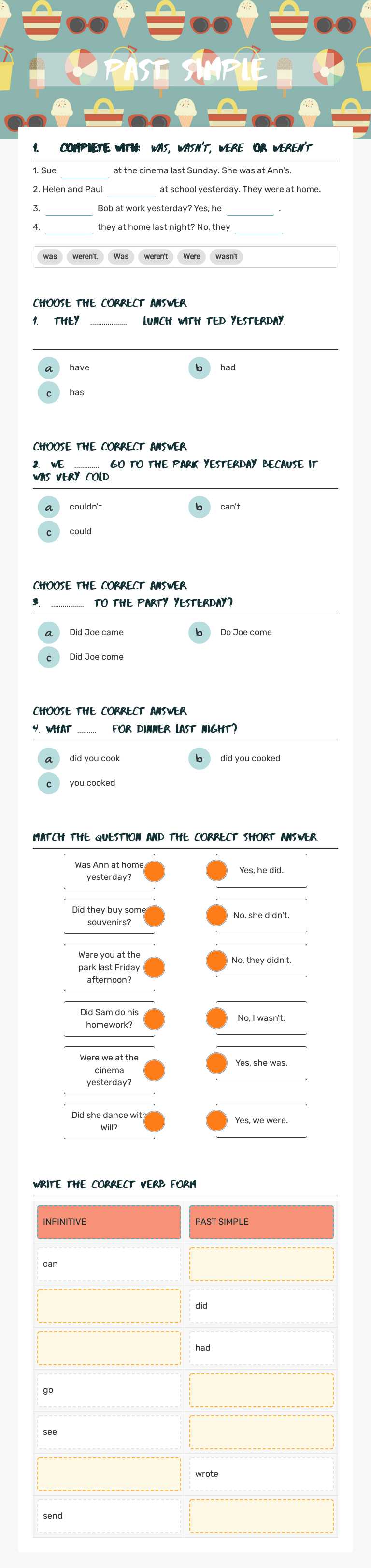 PAST SIMPLE worksheet preview image