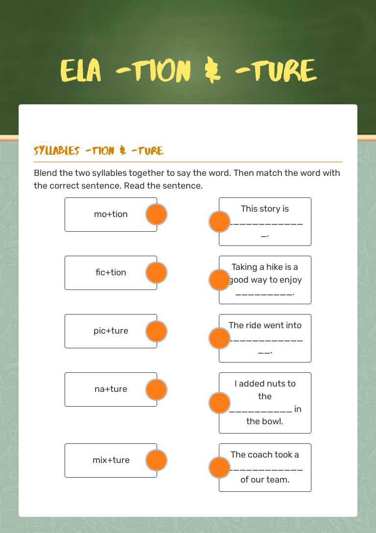 ELA -tion & -ture Grade 2 worksheet preview