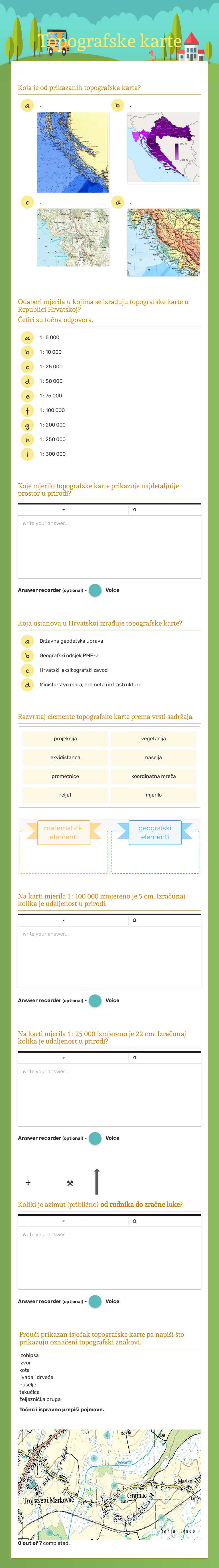 Topografske karte worksheet preview image