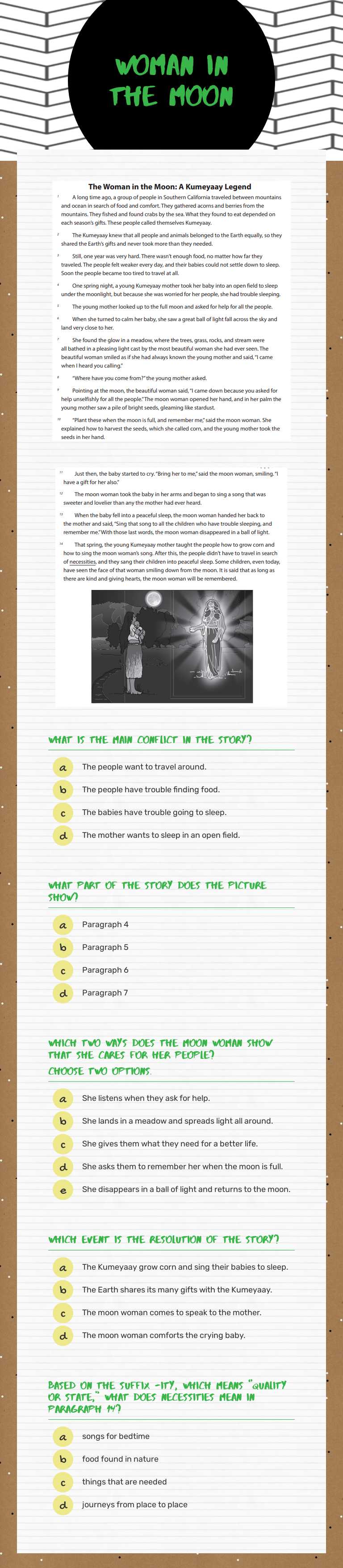 Woman in the Moon worksheet preview image