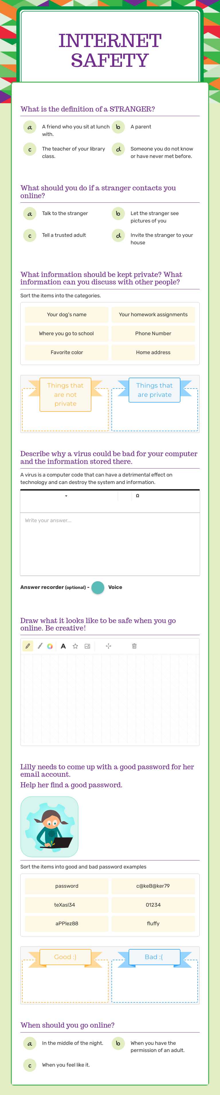 Internet
Safety worksheet preview image