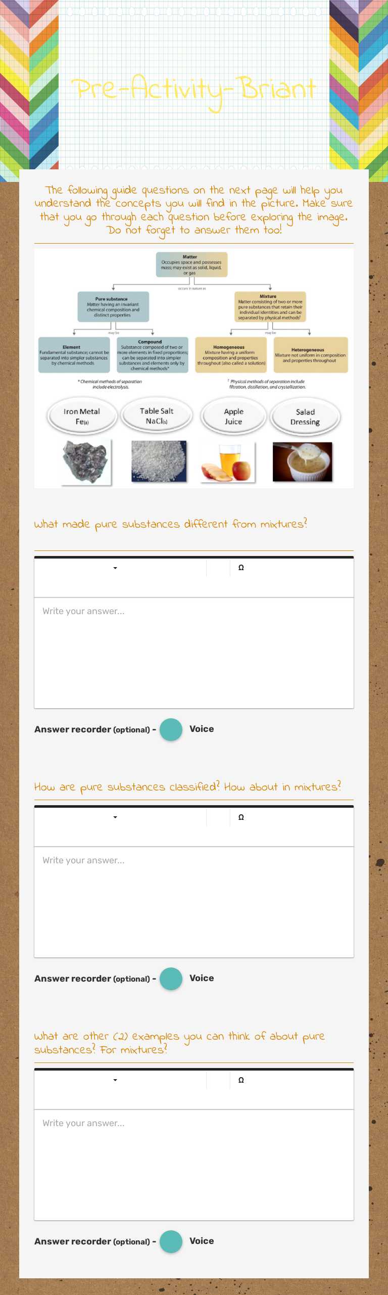 Pre-Activity worksheet preview image