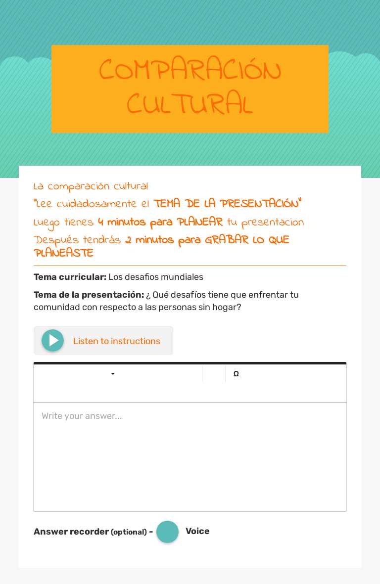 COMPARACIÓN CULTURAL worksheet preview image