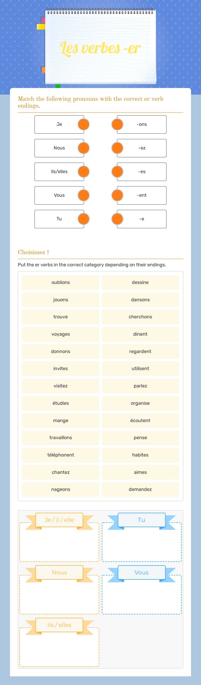 Les verbes -er worksheet preview image