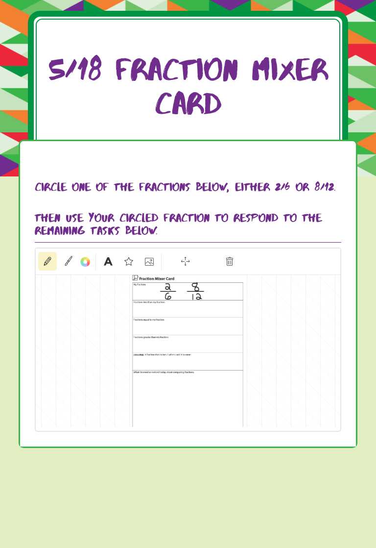5/18 Fraction 
Mixer Card worksheet preview image