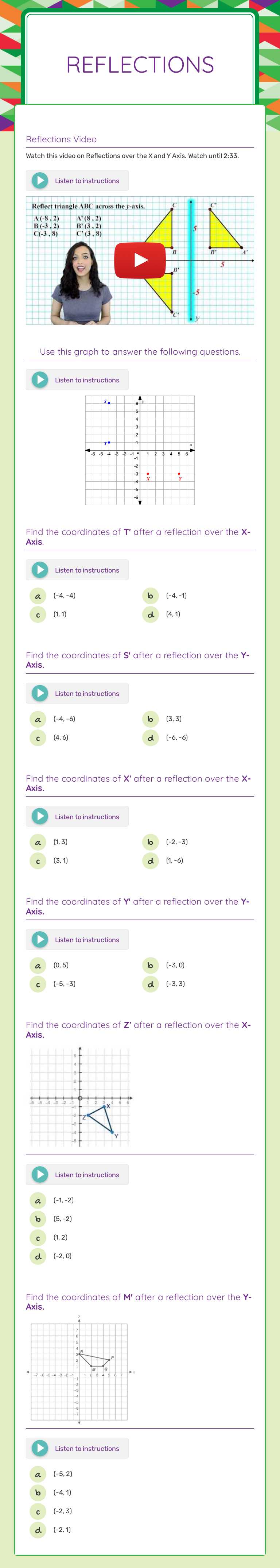 Reflections Grade 10 worksheet preview