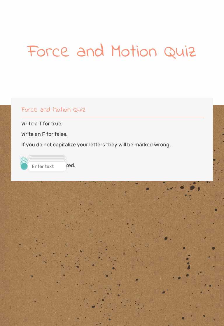 Force and Motion Quiz worksheet preview