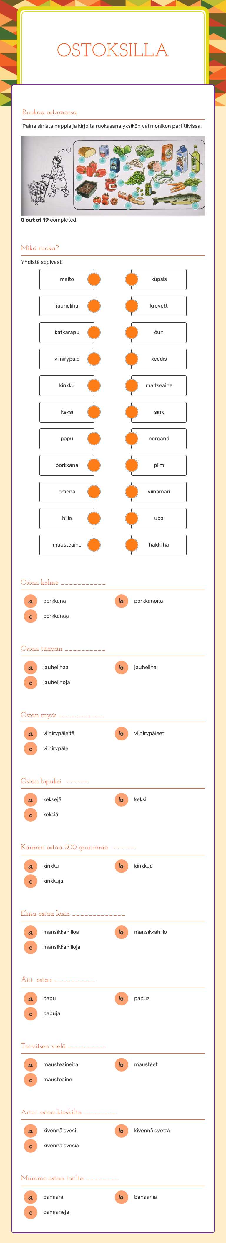 ostoksilla worksheet preview image