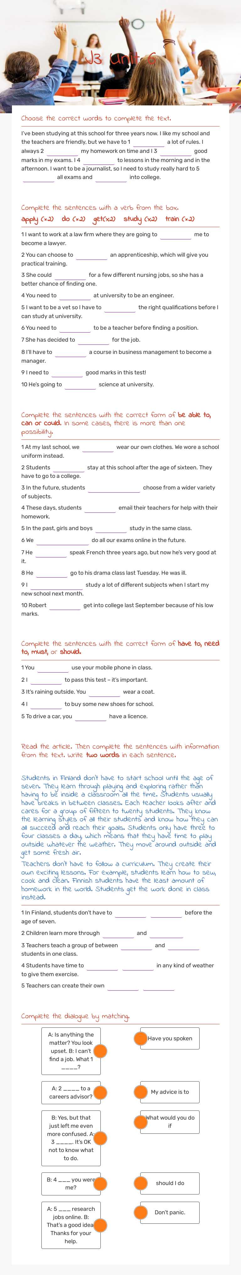 J3 Unit 6 worksheet preview image