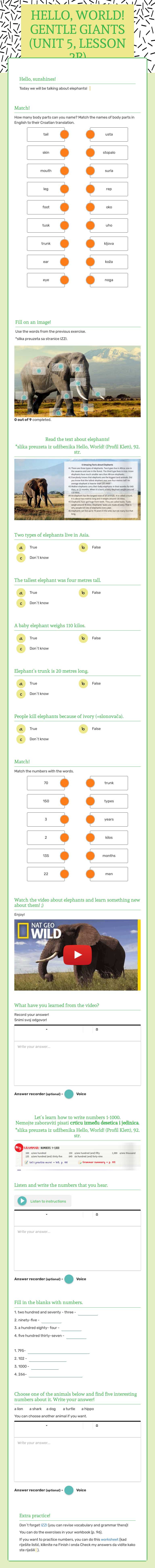HELLO, WORLD!
GENTLE GIANTS (UNIT 5, LESSON 2B) worksheet preview image