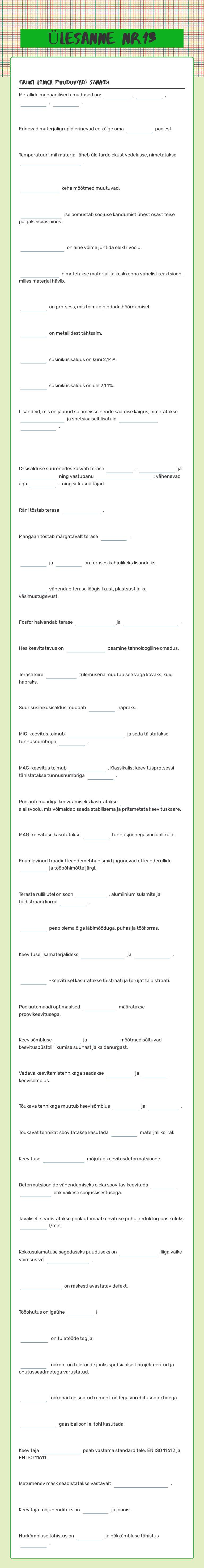 Ülesanne nr.13 worksheet preview image