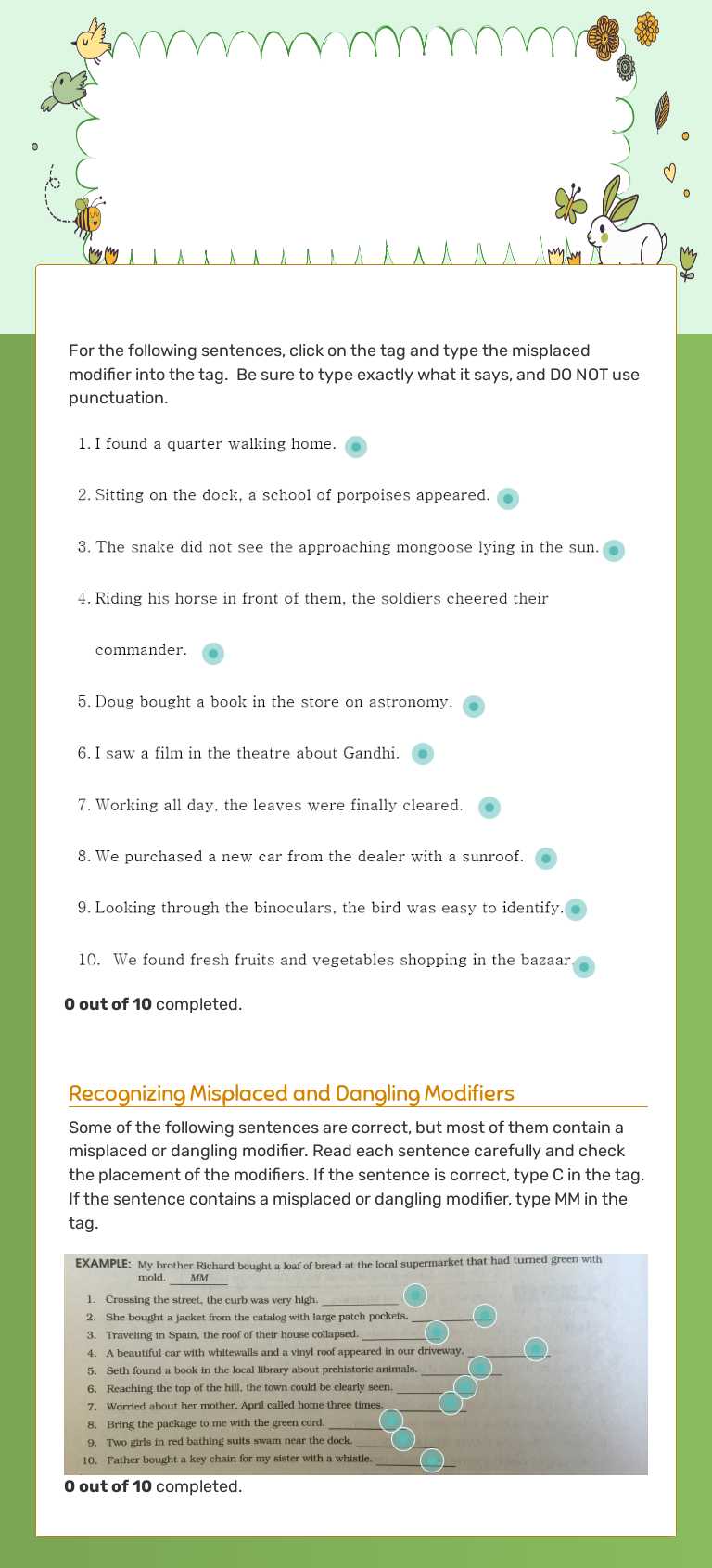 Misplaced & Dangling
Modifier Review worksheet preview image