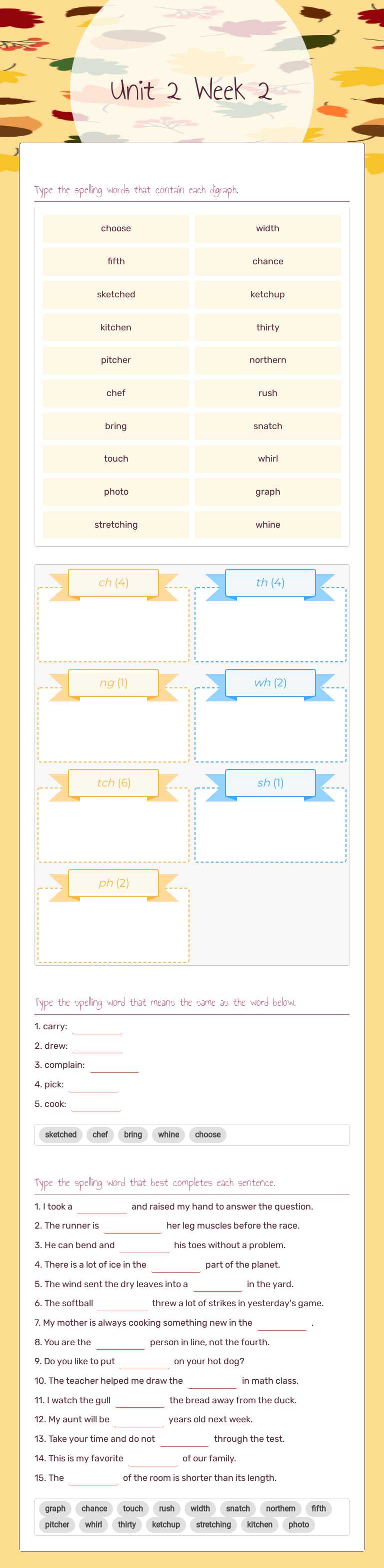 Unit 2 Week 2 worksheet preview image