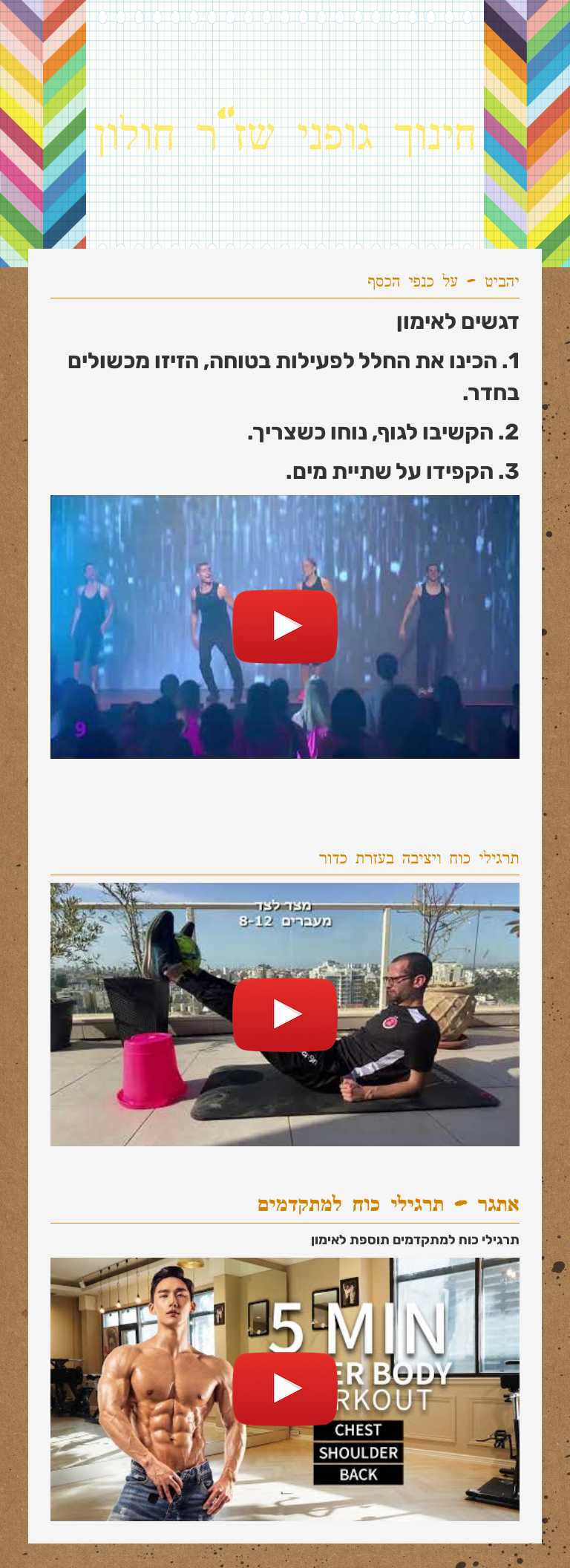 חינוך גופני שז"ר חולון worksheet preview image