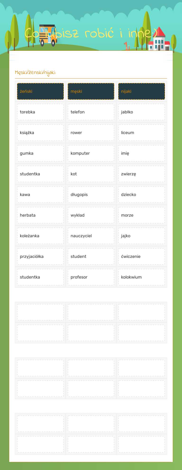 Co lubisz robić i inne:) worksheet preview image