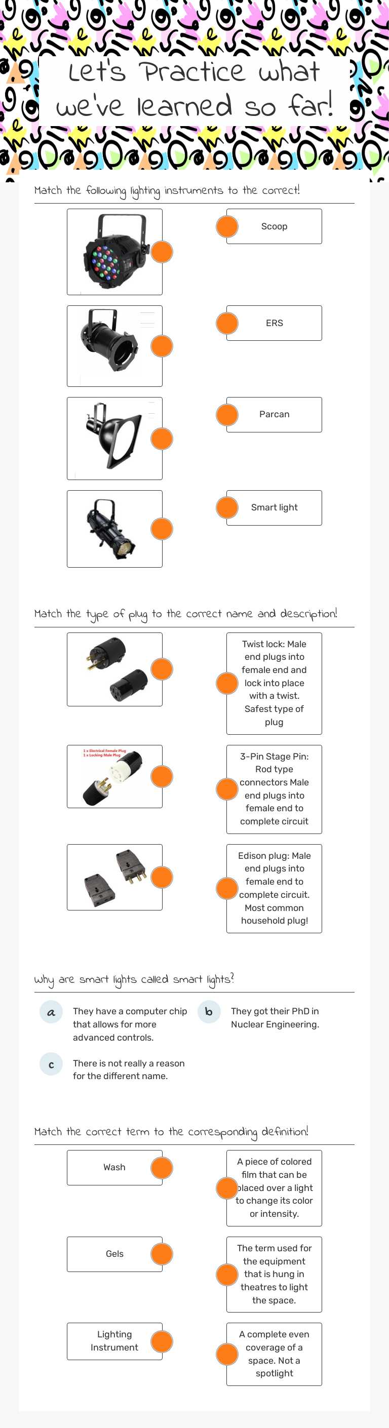 Let's Practice what we've learned so far! worksheet preview image