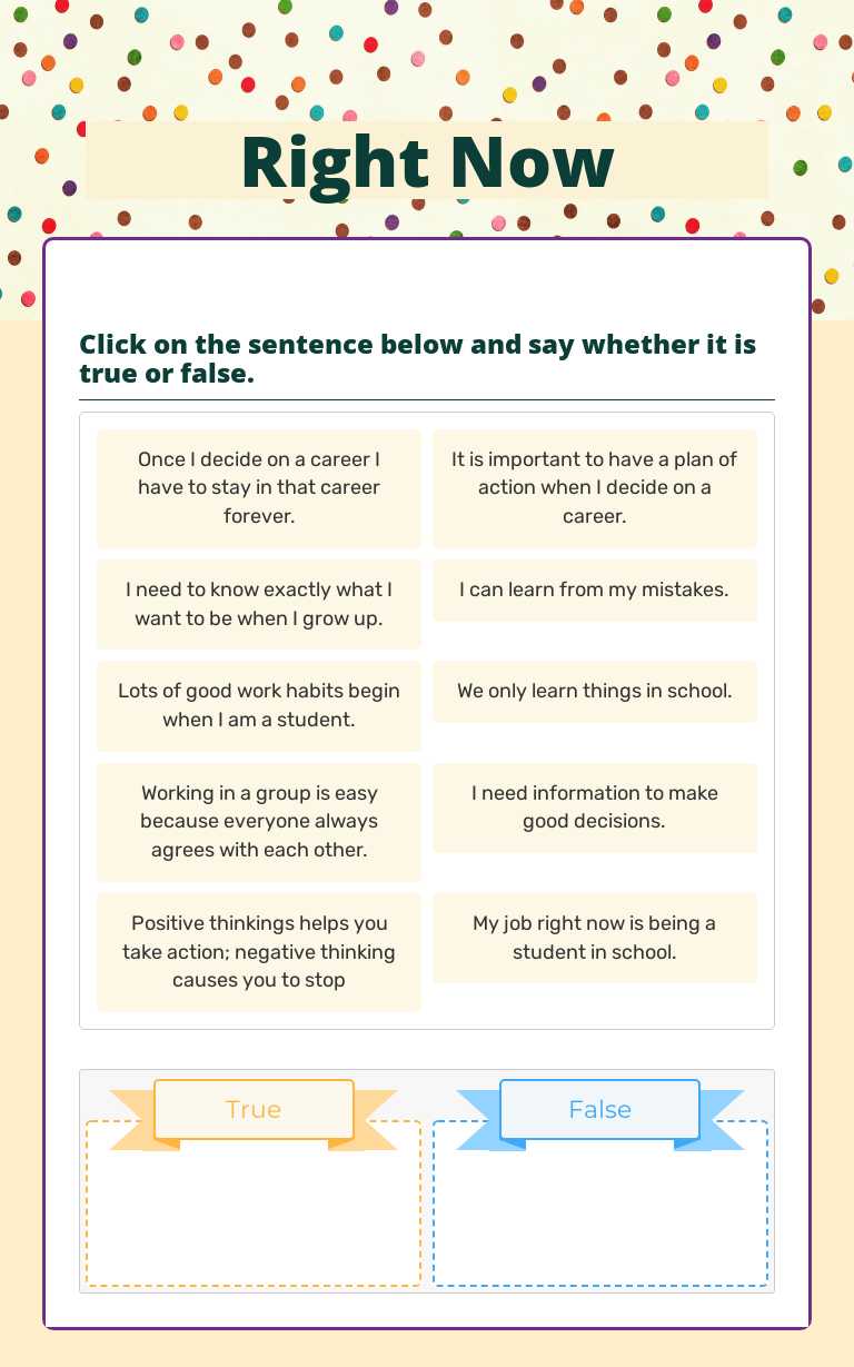 Right Now worksheet preview image