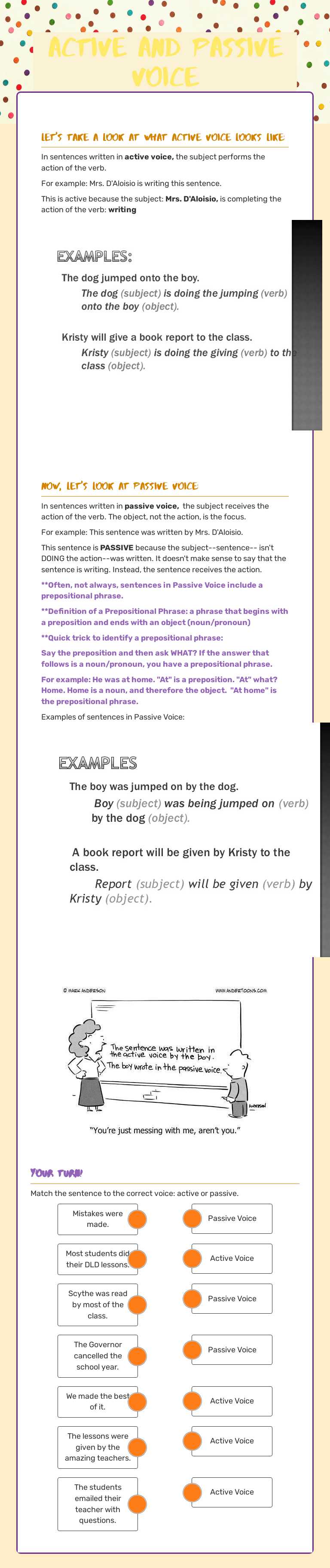 Active and Passive Voice worksheet preview image