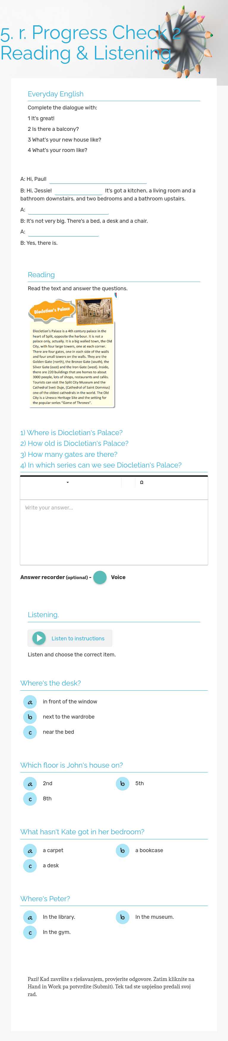 5. r. Progress Check 2 Reading & Listening Grade 5 worksheet preview
