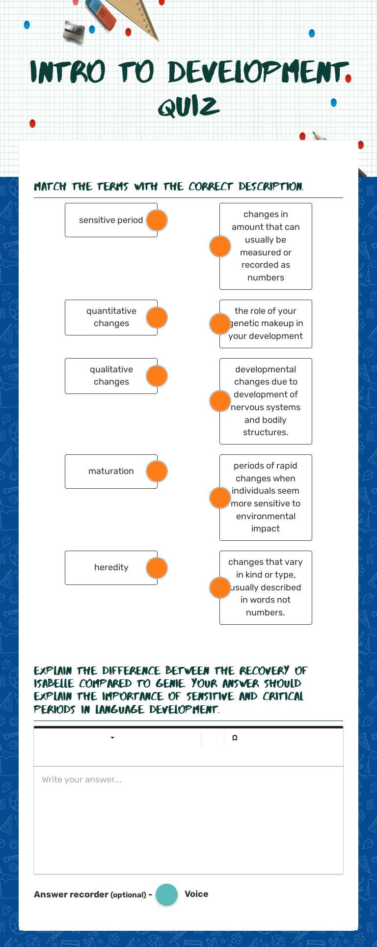 Intro to development quiz worksheet preview image