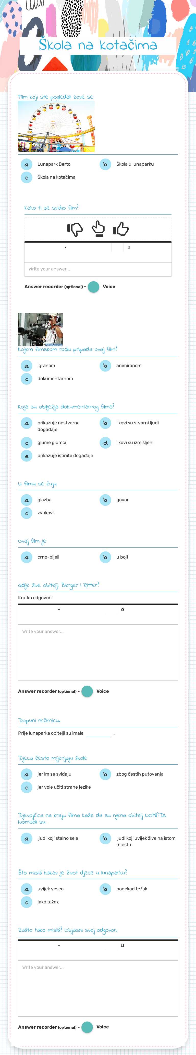Škola na kotačima worksheet preview image