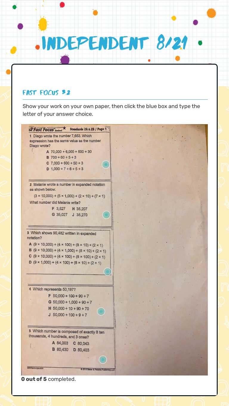 Independent 8/21 worksheet preview image