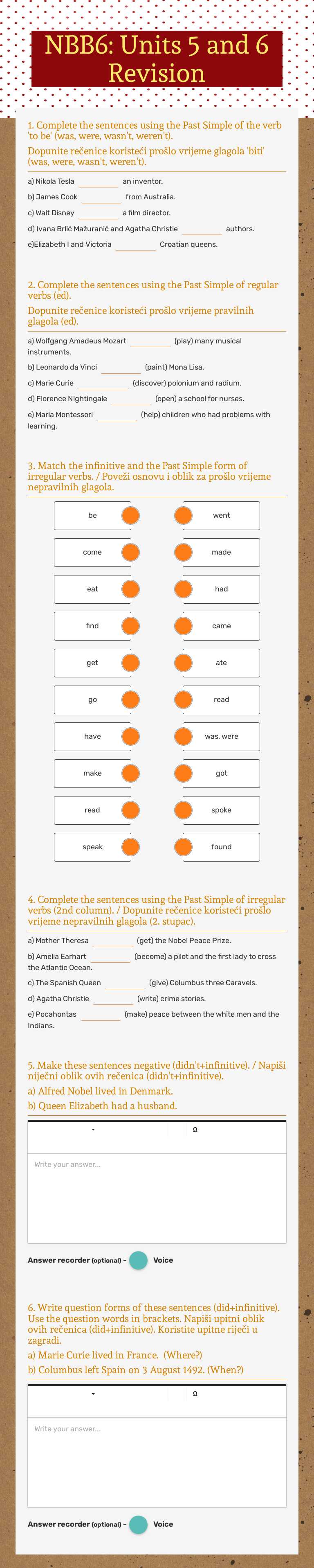 NBB6: Units 5 and 6 Revision worksheet preview image