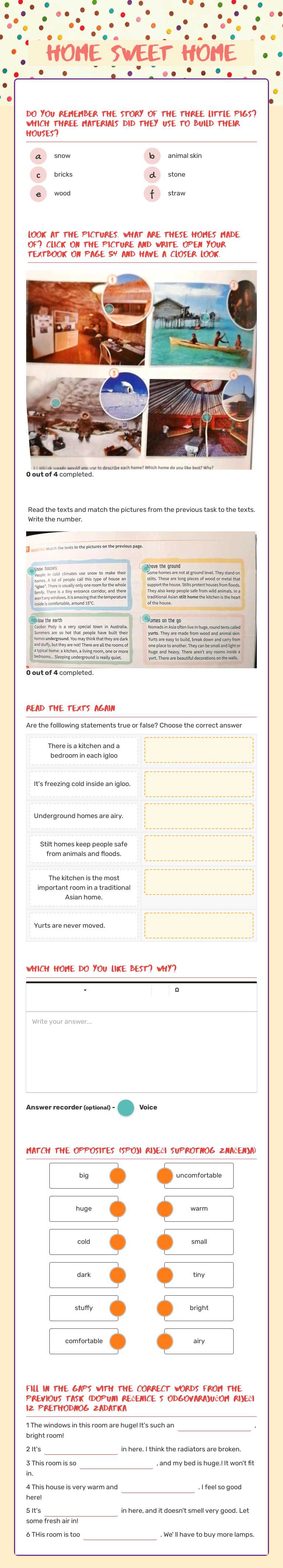 Home sweet home Grade 5 worksheet preview