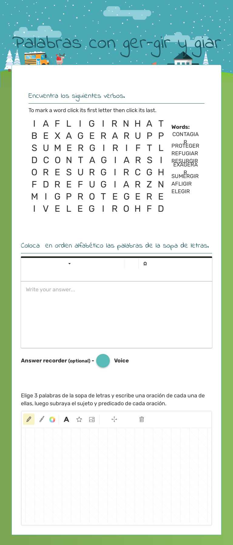 Palabras con ger-gir y giar worksheet preview image