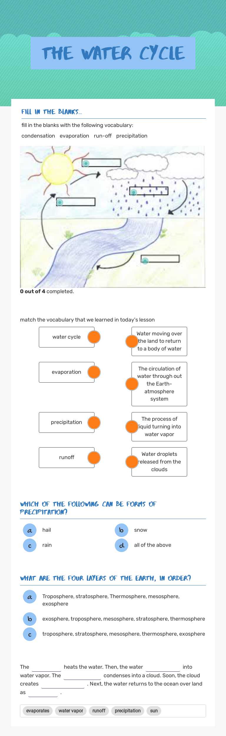 Explore the water cycle with our engaging worksheet! Learn about ...